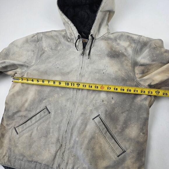 Carhartt Jacket Mens Large Brown Hooded Duck Active Quilted Workwear Distressed - Picture 5 of 16